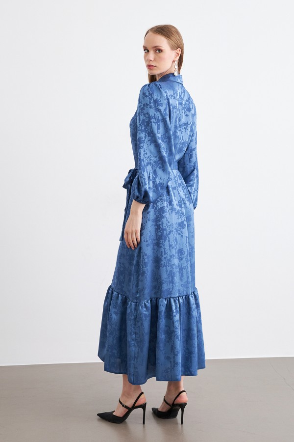 Mayra Stone Jacquard Dress - Indigo