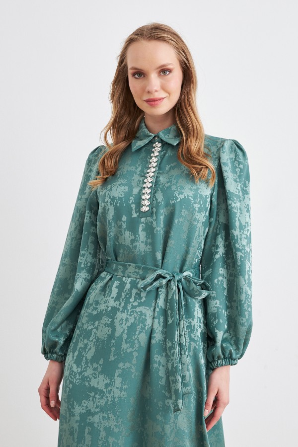 Mayra Stone Jacquard Dress - Mint