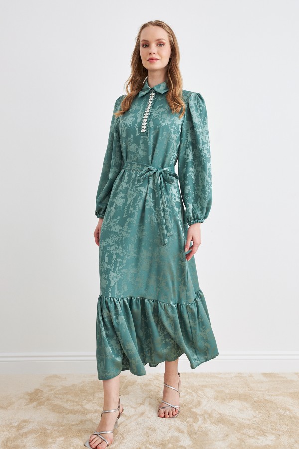 Mayra Stone Jacquard Dress - Mint