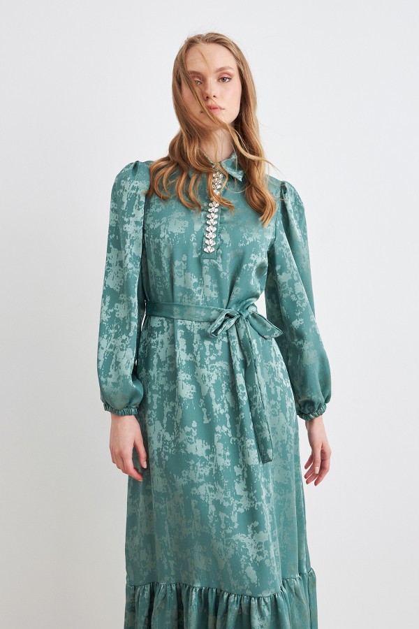 Mayra Stone Jacquard Dress - Mint