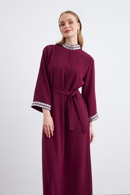 Beryl Stone Dress - Claret Red