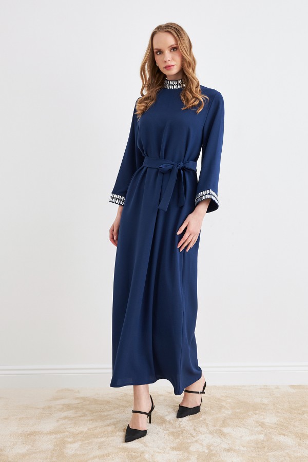 Beril Taşlı Elbise - İndigo
