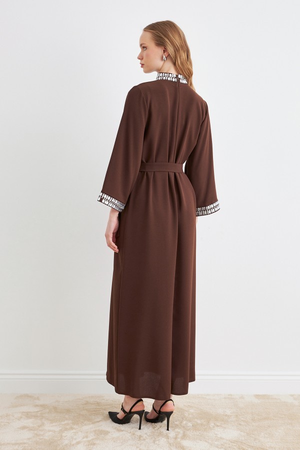 Beril Taşlı Elbise - Kahve