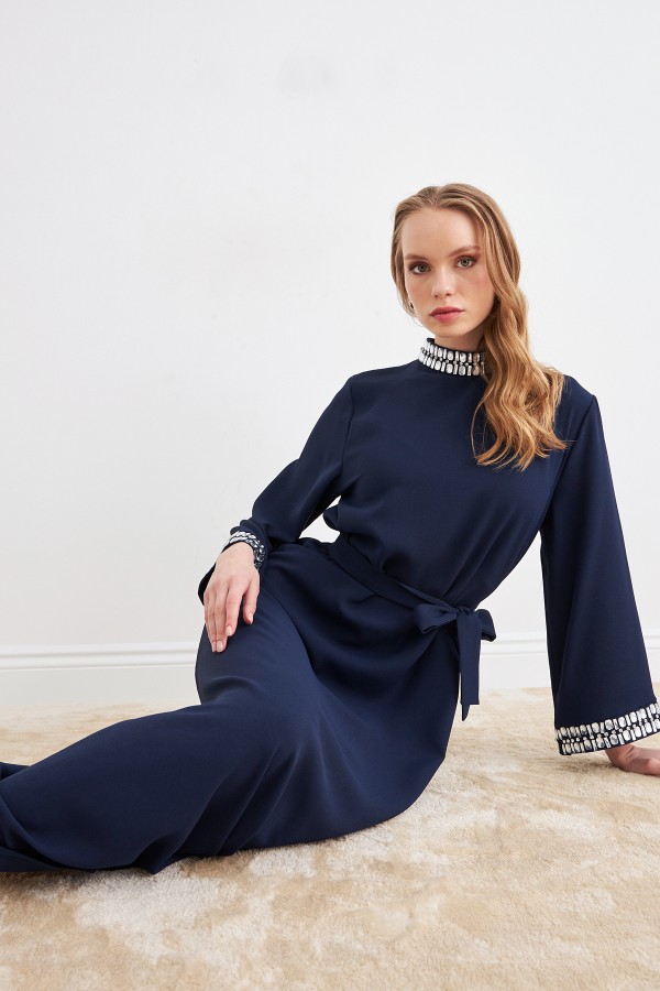 Beril Taşlı Elbise - Lacivert