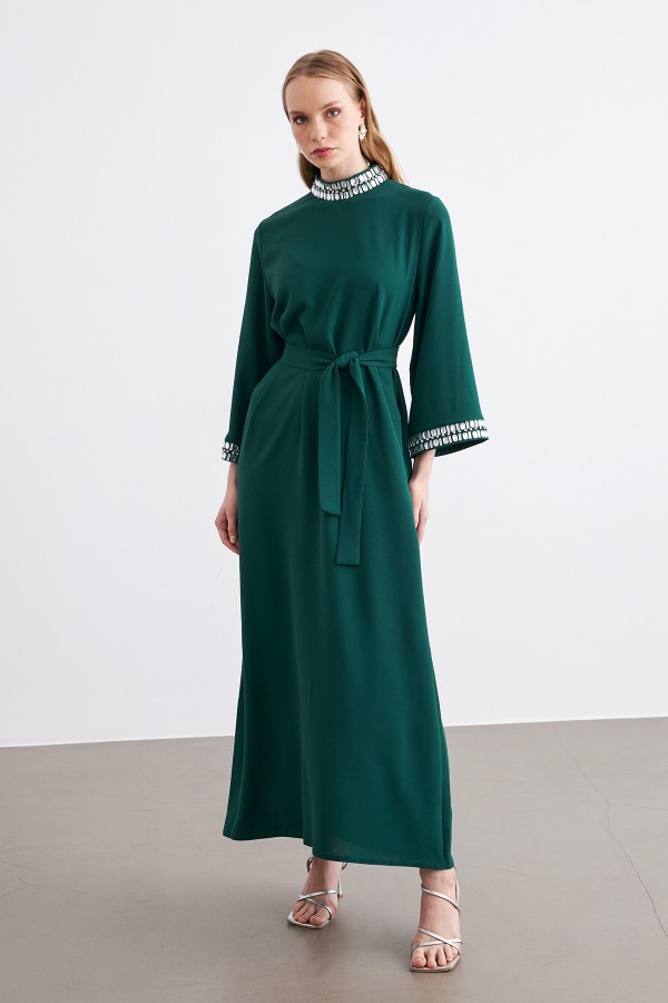 Beril Taşlı Elbise - Zümrüt
