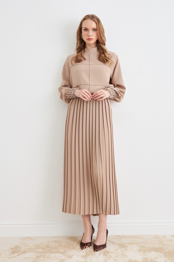 Arin Piliseli İkili Takım - Bej