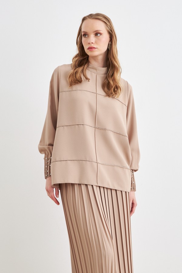 Arin Piliseli İkili Takım - Bej