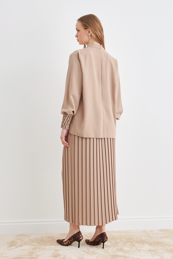 Arin Piliseli İkili Takım - Bej