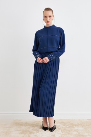 Arin Pleated Two Piece Suit - Indigo