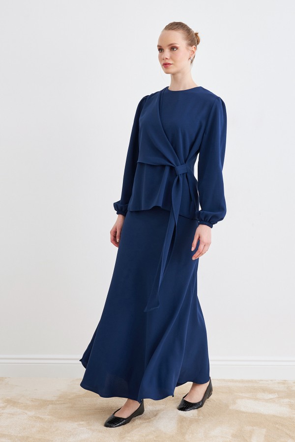 Roza Etek Bluz Takım - İndigo