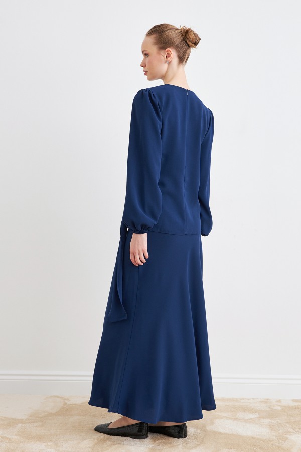 Roza Etek Bluz Takım - İndigo