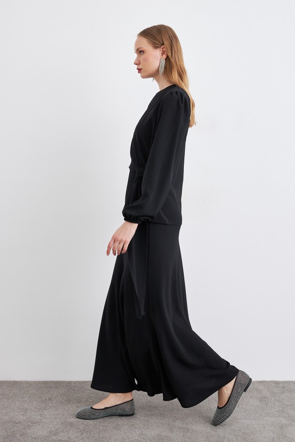 Roza Etek Bluz Takım - Siyah