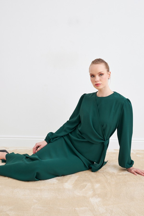 Roza Etek Bluz Takım - Zümrüt