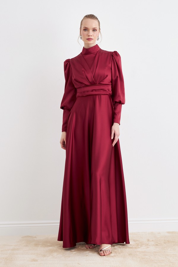 Alina Saten Abiye - Bordo