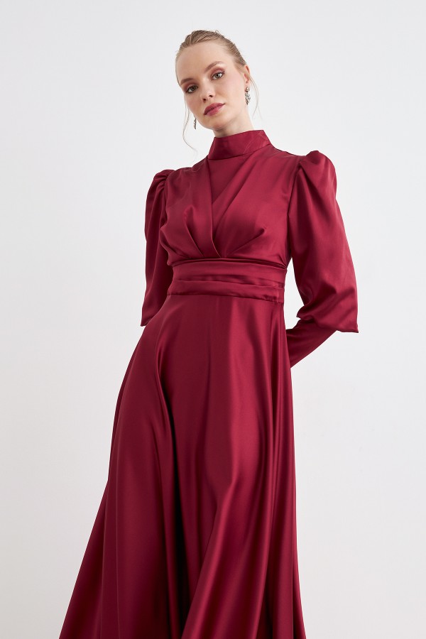 Alina Saten Abiye - Bordo