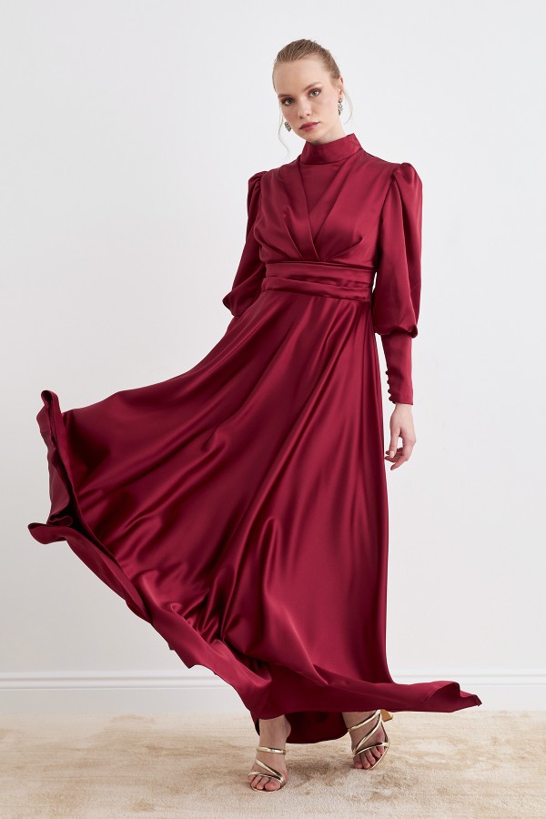 Alina Saten Abiye - Bordo