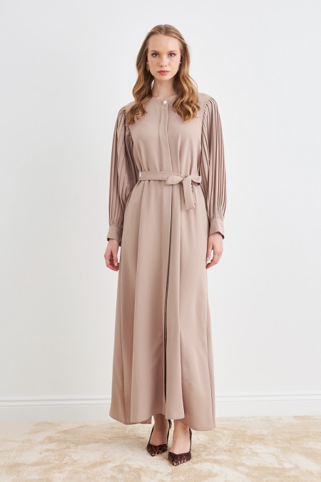 Kolları Piliseli Abaya - Bej