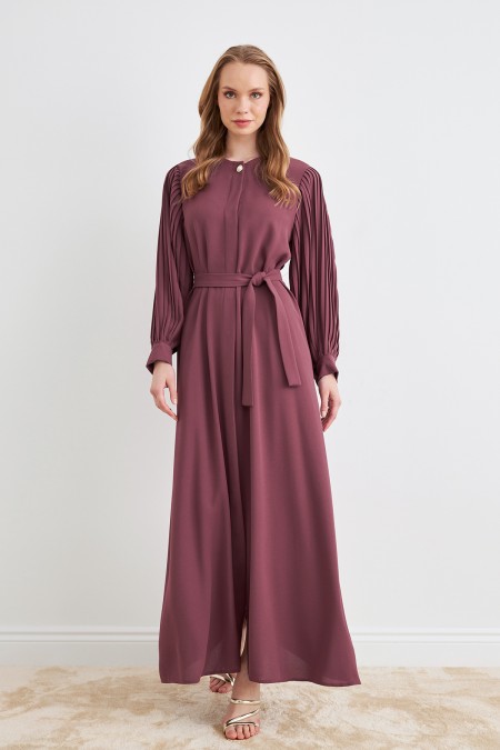 Kolları Piliseli Abaya - Gül Kurusu