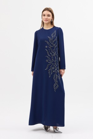 Lily Embellished Evening Dress - Indigo Lily Embellished Evening Dress - Indigo