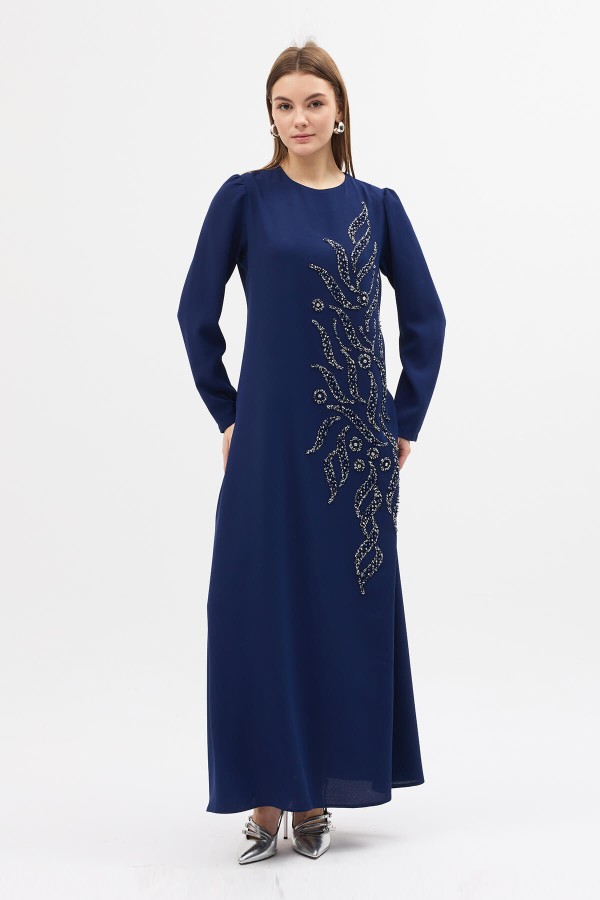 Lily Taş İşlemeli Abiye - Indigo