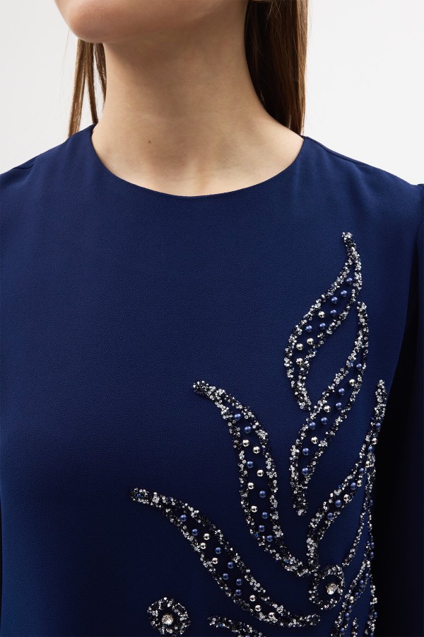 Lily Taş İşlemeli Abiye - Indigo