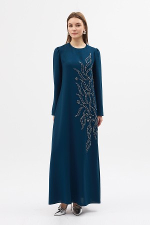 Lily Embellished Evening Dress - Petrol Lily Embellished Evening Dress - Petrol