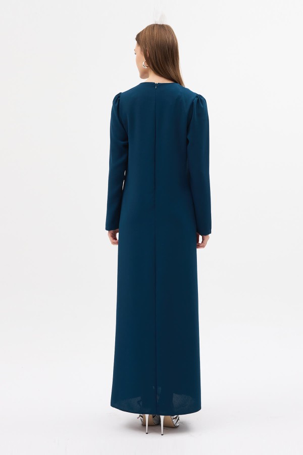 Lily Embellished Evening Dress - Petrol