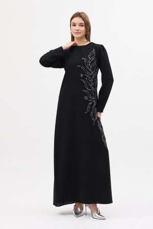 Lily Embellished Evening Dress - Black Lily Embellished Evening Dress - Black