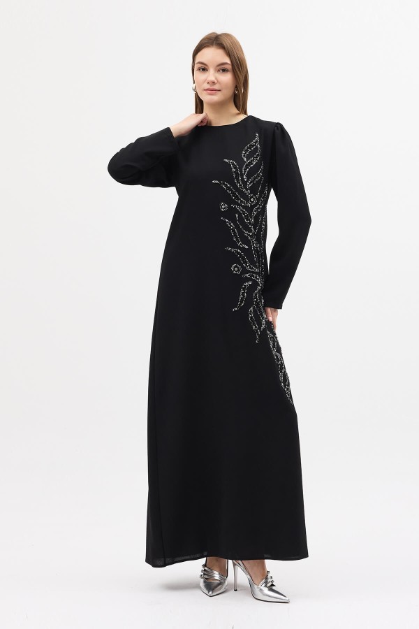 Lily Embellished Evening Dress - Black Lily Embellished Evening Dress - Black