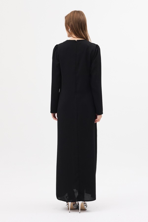 Lily Embellished Evening Dress - Black