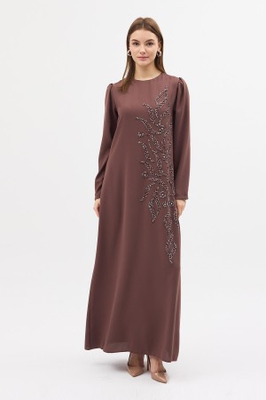 Lily Embellished Evening Dress - Mink Lily Embellished Evening Dress - Mink