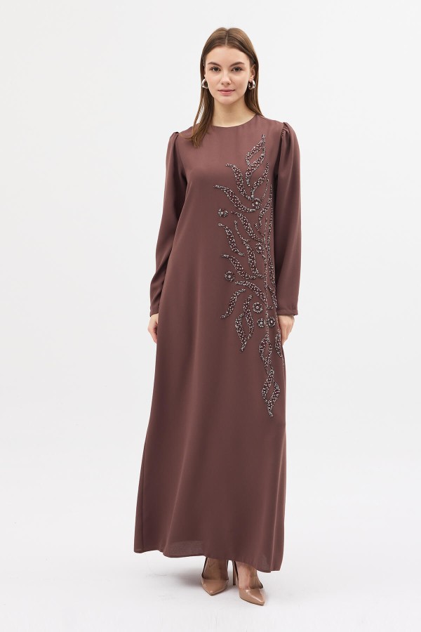 Lily Embellished Evening Dress - Mink Lily Embellished Evening Dress - Mink