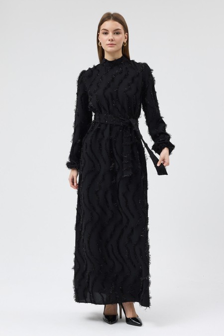 Miori Textured Dress - Black