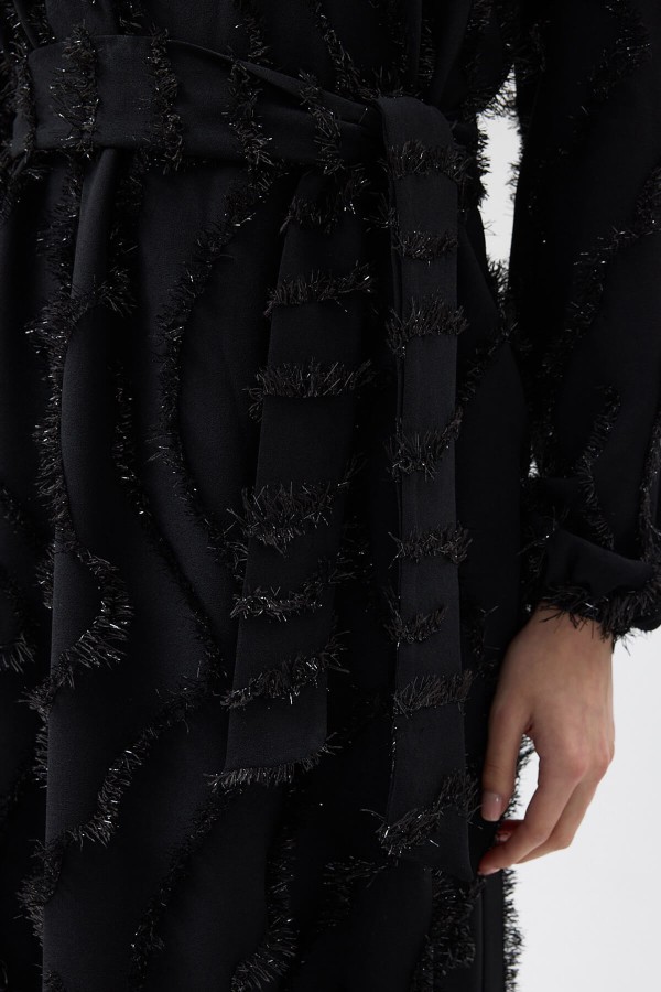 Miori Dokulu Elbise - Siyah