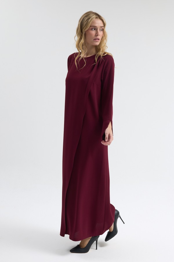 Shoulder Buckle Dress - Burgundy