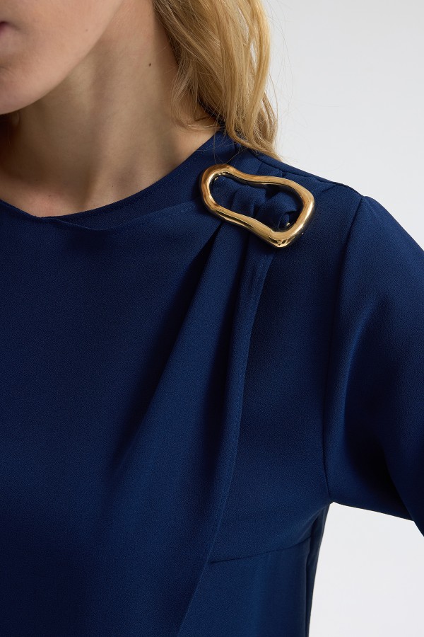 Shoulder Buckle Dress - Indigo