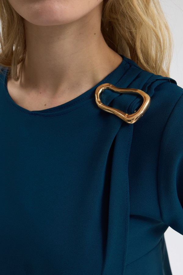 Shoulder Buckle Dress - Petrol