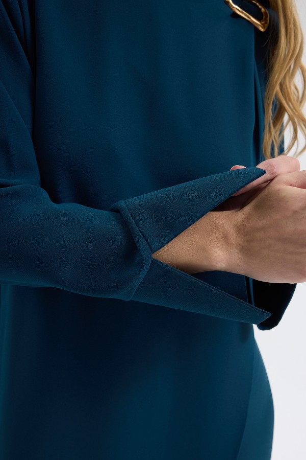 Shoulder Buckle Dress - Petrol