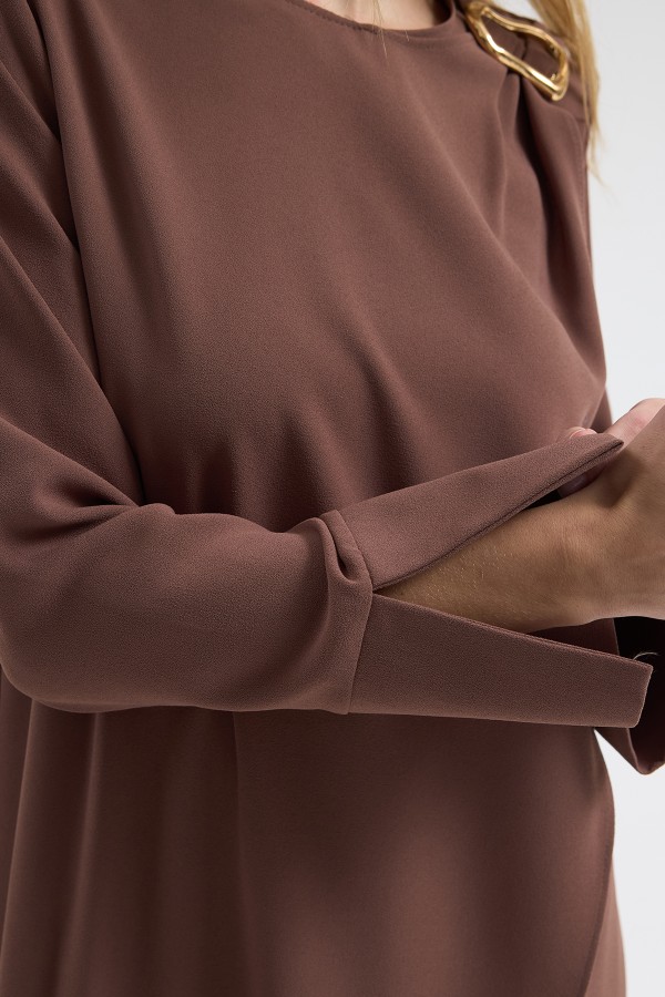 Shoulder Buckle Dress - Mink