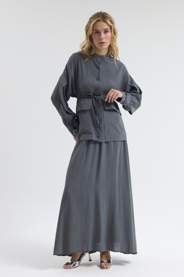 Terra Etek Bluz Takım - Gri