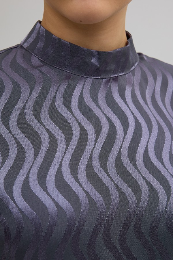 Yan Bağcık Detaylı Jakar Elbise - Gri