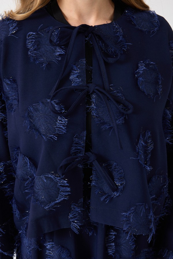 Püskül Detaylı Etek Bluz Takım - Lacivert