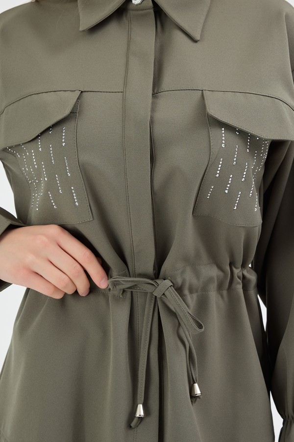 Maya Beli Bağcıklı Etekli Takım - Haki