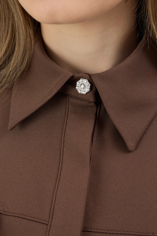 Maya Beli Bağcıklı Etekli Takım - Kahve