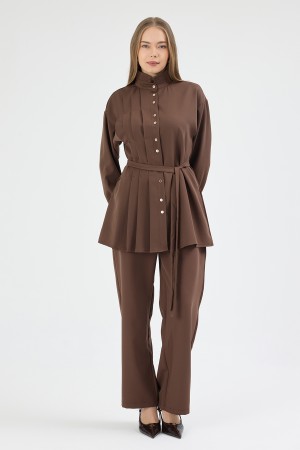 Loren Pleated Detail Set - Coffee