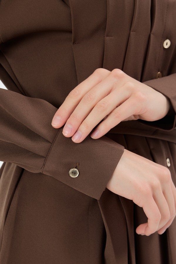 Loren Pleated Detail Set - Coffee