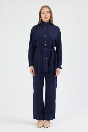 Loren Pleated Detail Set - Navy Blue Loren Pleated Detail Set - Navy Blue