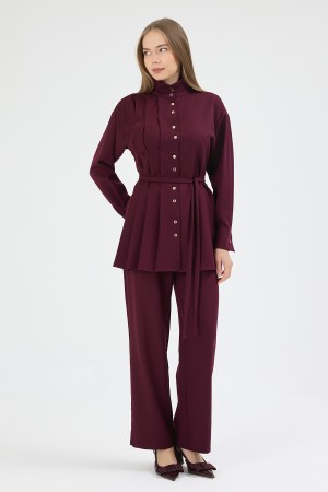 Loren Pleated Detail Set - Plum