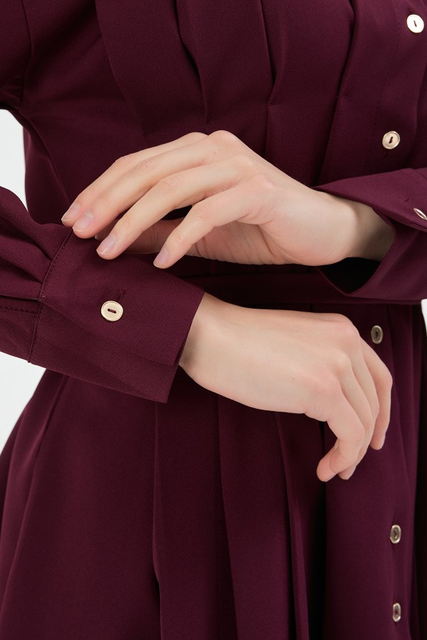 Loren Pleated Detail Set - Plum