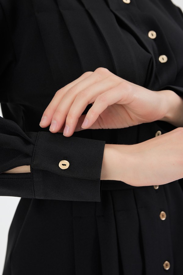 Loren Pleated Detail Set - Black